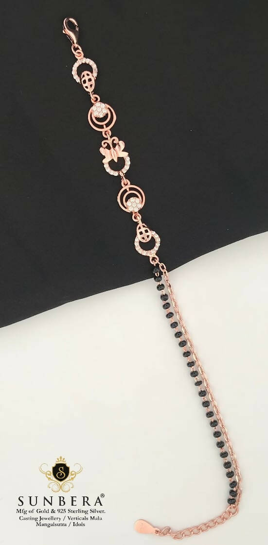 925 Silver Rose Gold Mangalsutra Bracelet Sarafa Bazar India