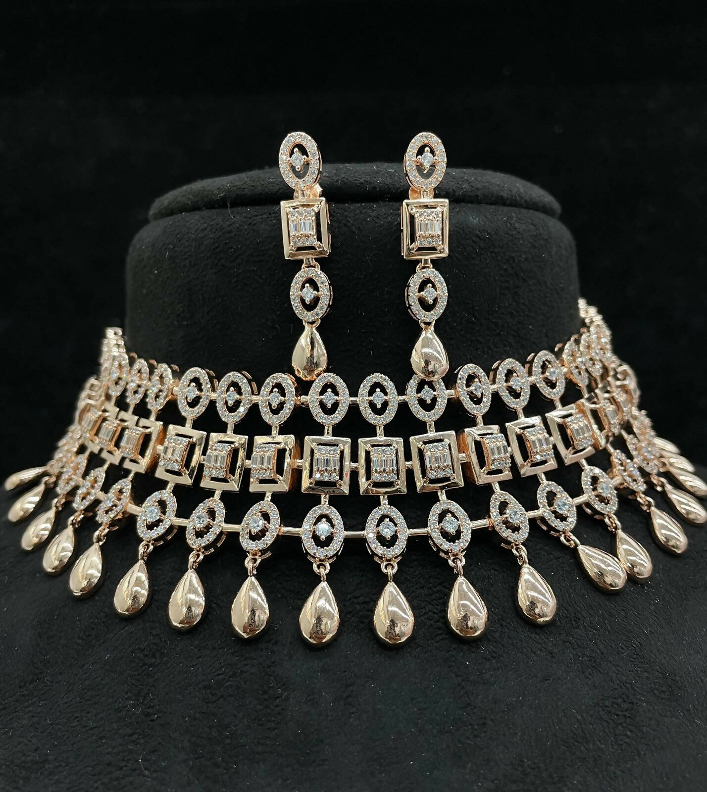 925 Silver Rose Gold Choker Sarafa Bazar India