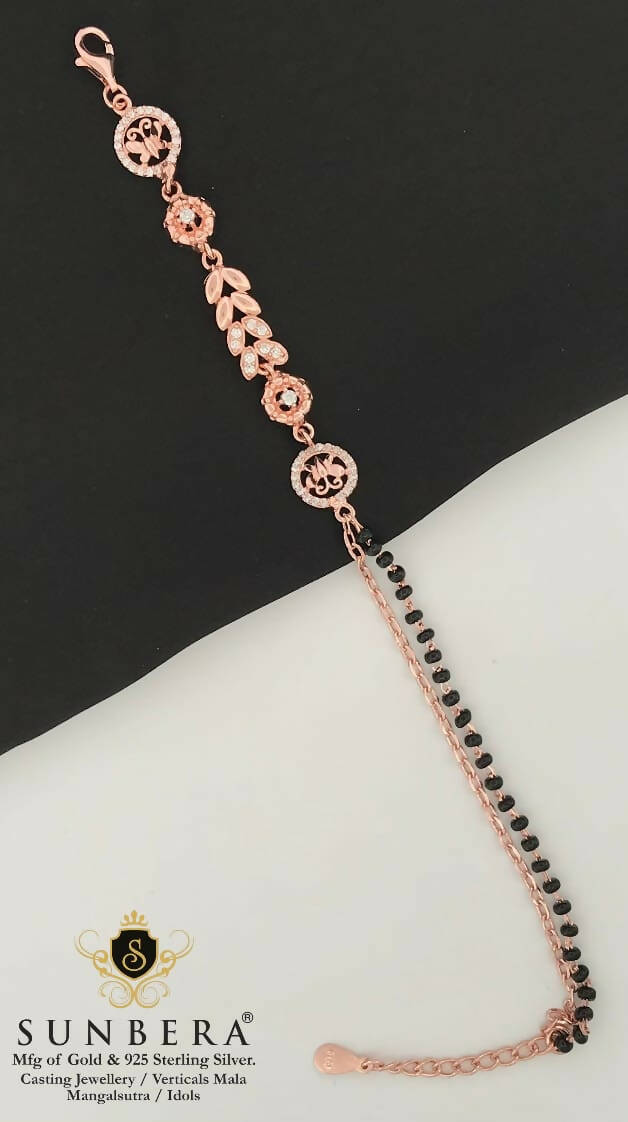 925 Silver Rose Gold Mangalsutra Bracelet Sarafa Bazar India