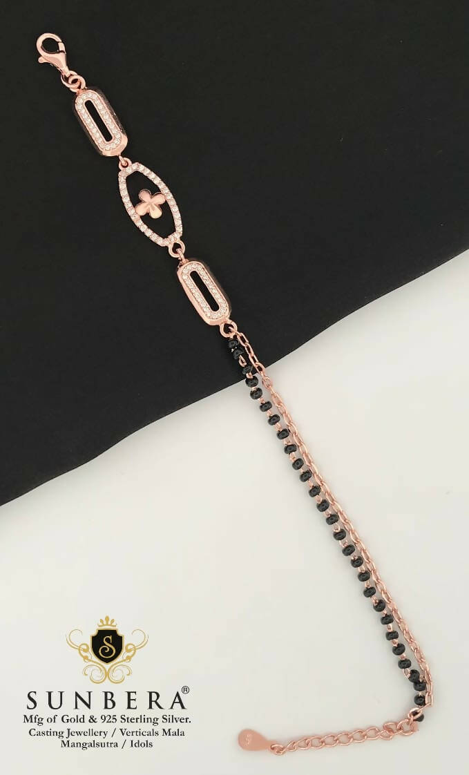 925 Silver Rose Gold Mangalsutra Bracelet Sarafa Bazar India