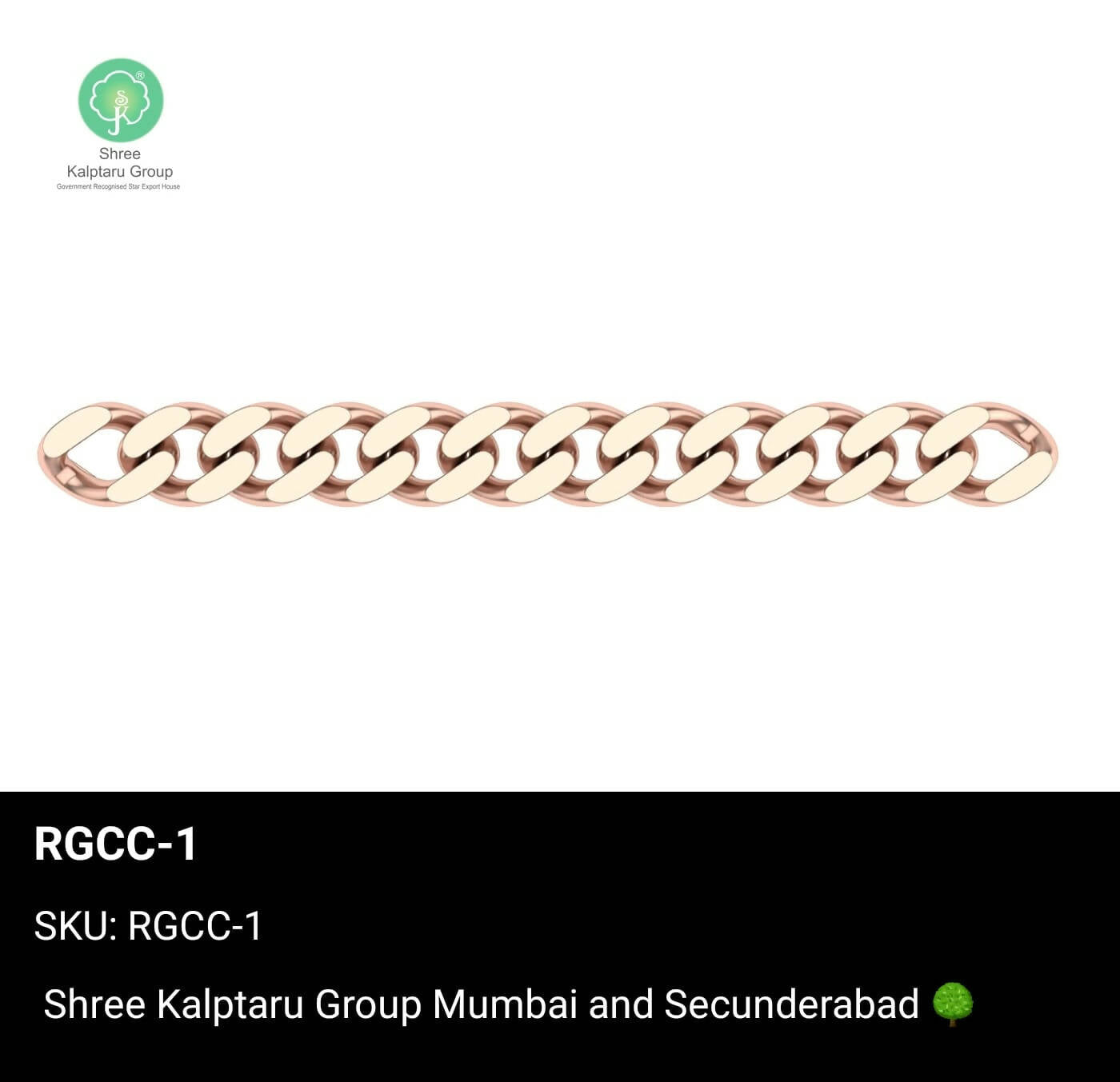 Rose Gold Gents Bracelet Sarafa Bazar India