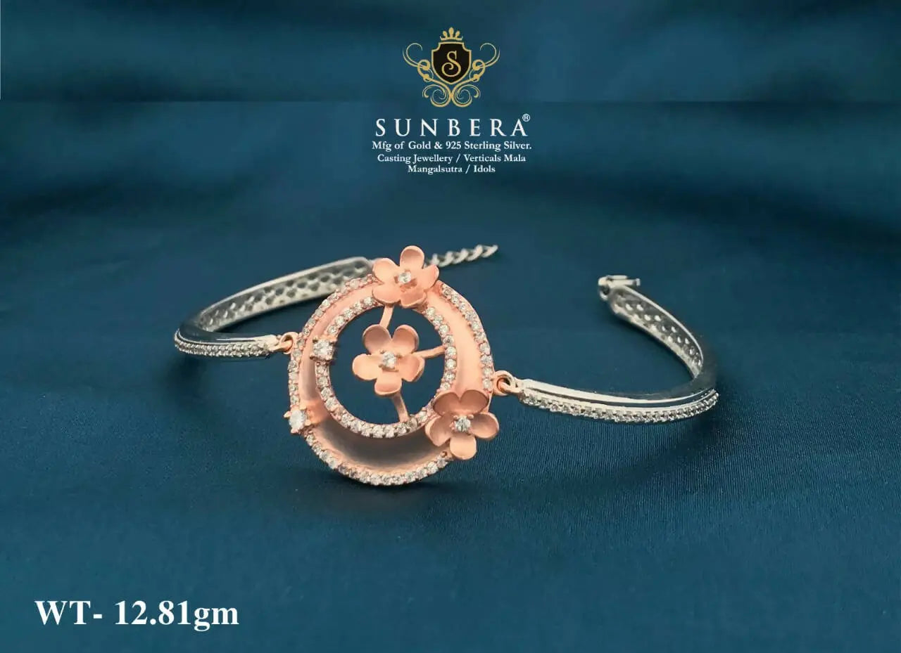 925 Silver Rose Gold Ladies Barcelet Sarafa Bazar India