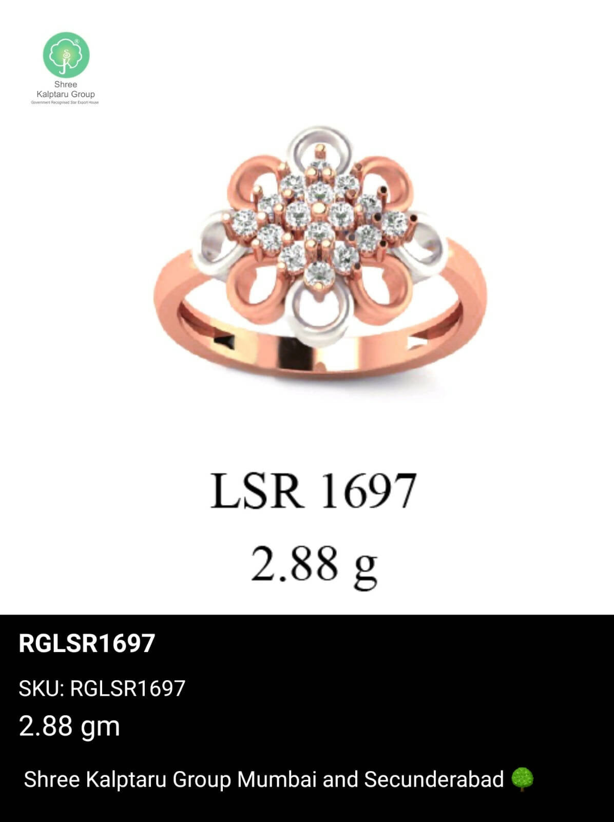 Light weight Rose Gold Ladies Rings Sarafa Bazar India