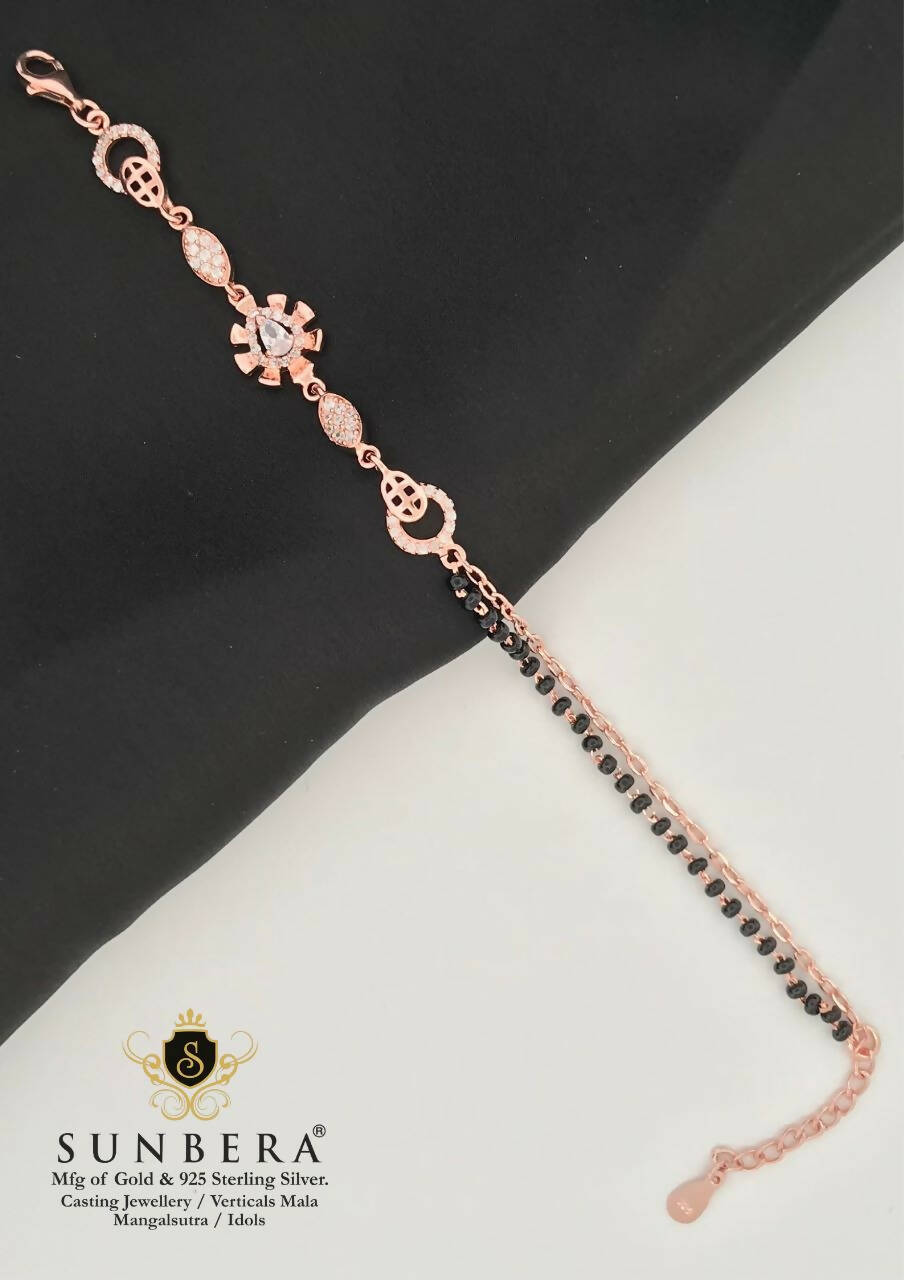 925 Silver Rose Gold Mangalsutra Bracelet Sarafa Bazar India