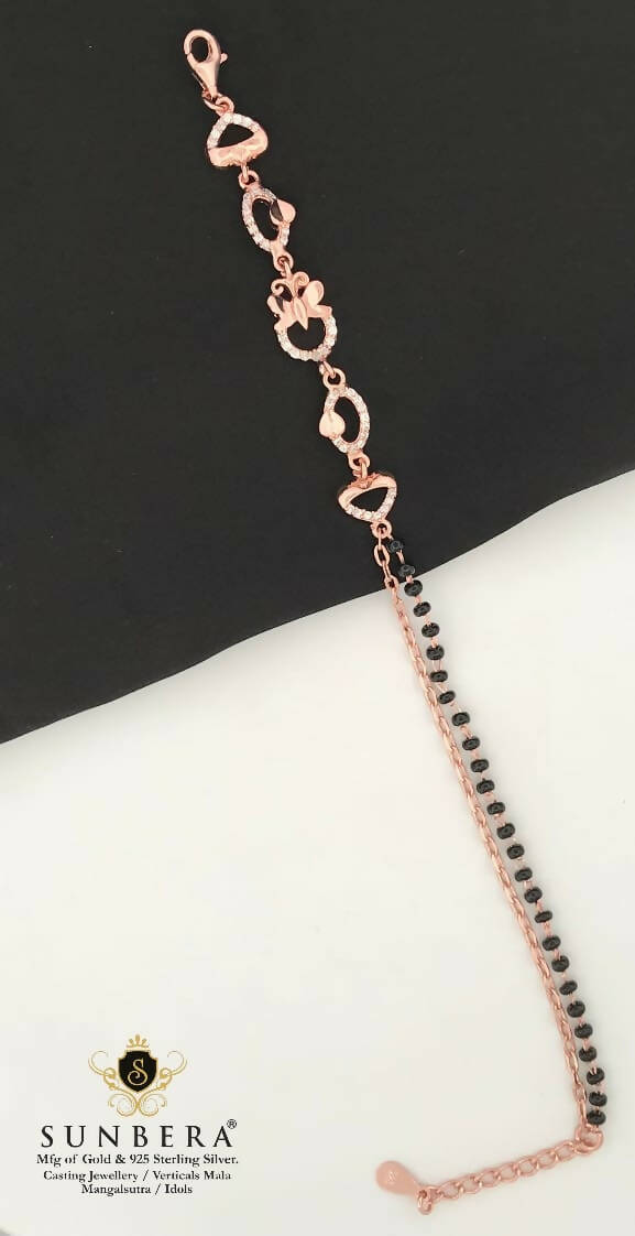 925 Silver Rose Gold Mangalsutra Bracelet Sarafa Bazar India