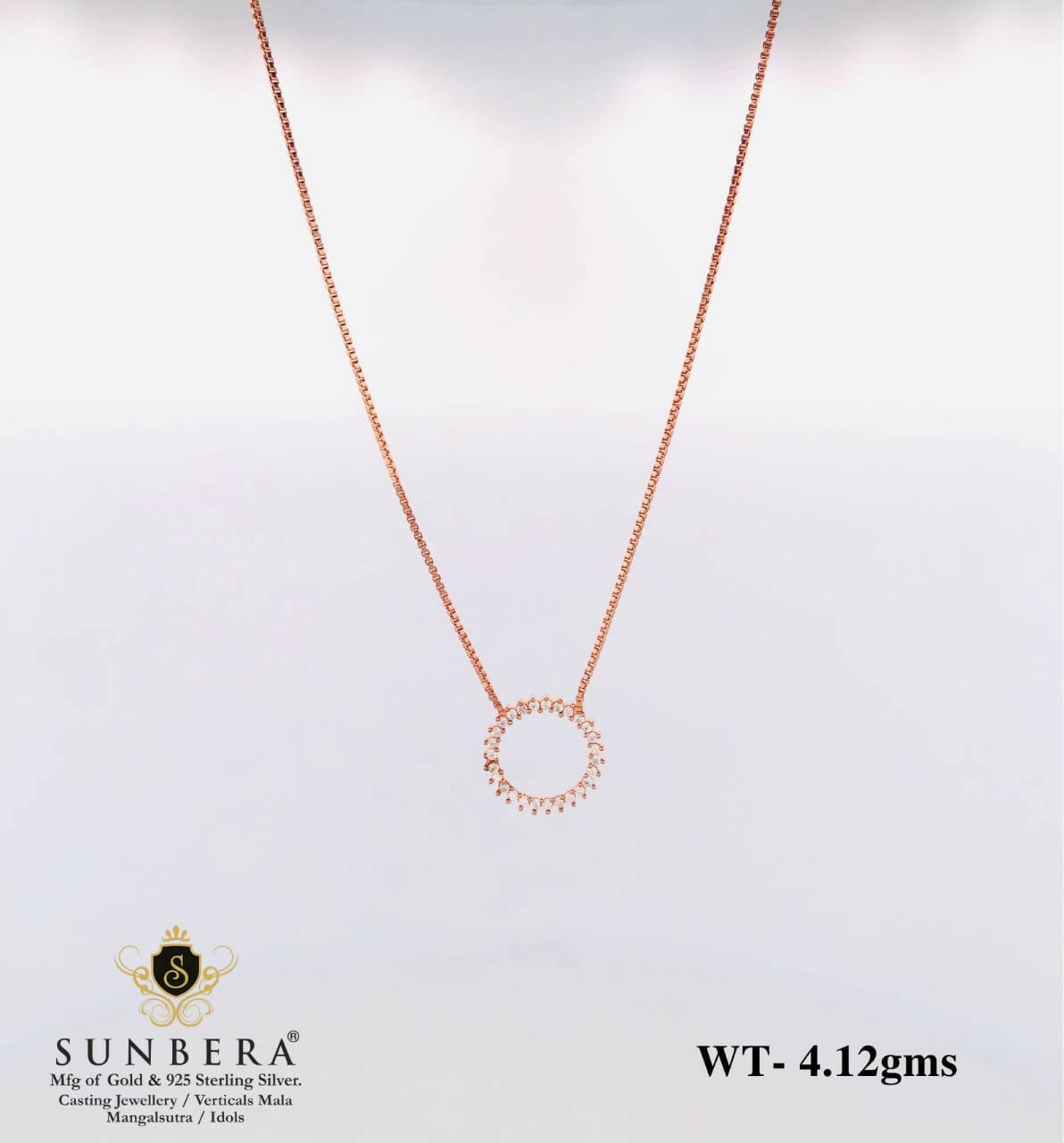 925 Silver Rose Gold Chain Set Sarafa Bazar India