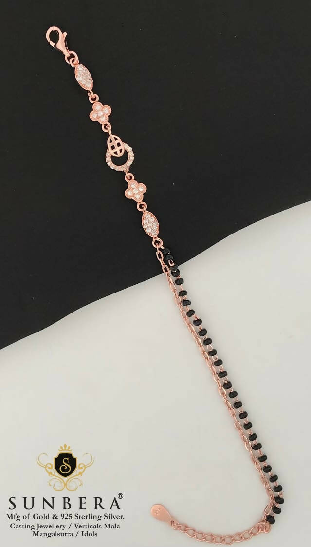 925 Silver Rose Gold Mangalsutra Bracelet Sarafa Bazar India