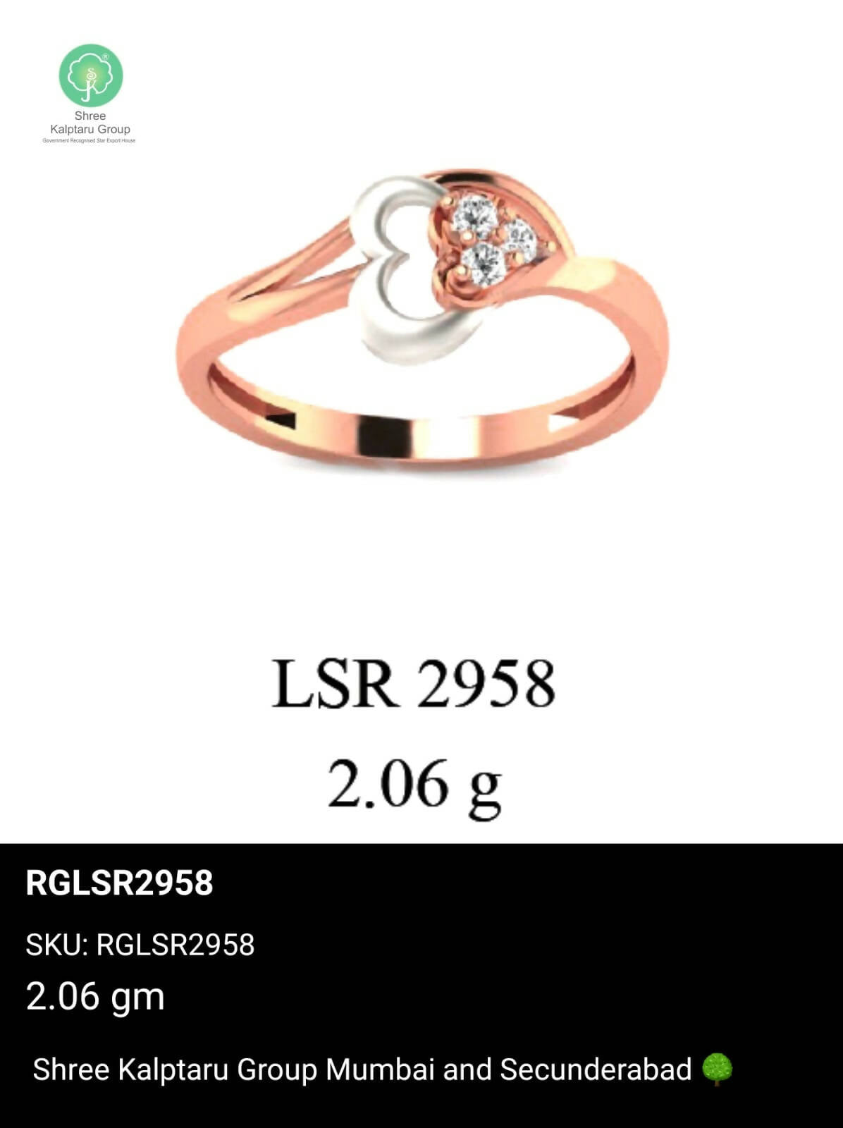 Light weight Rose Gold Ladies Rings Sarafa Bazar India