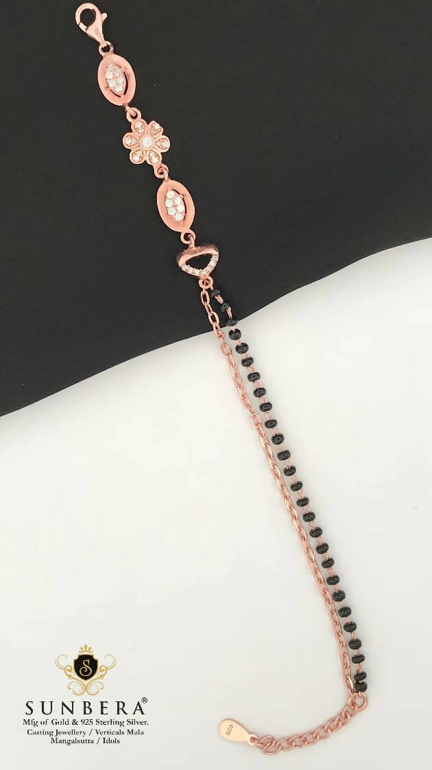 925 Silver Rose Gold Mangalsutra Barcelet Sarafa Bazar India