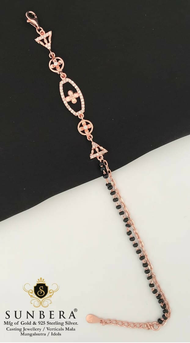 925 Silver Rose Gold Mangalsutra Bracelet Sarafa Bazar India