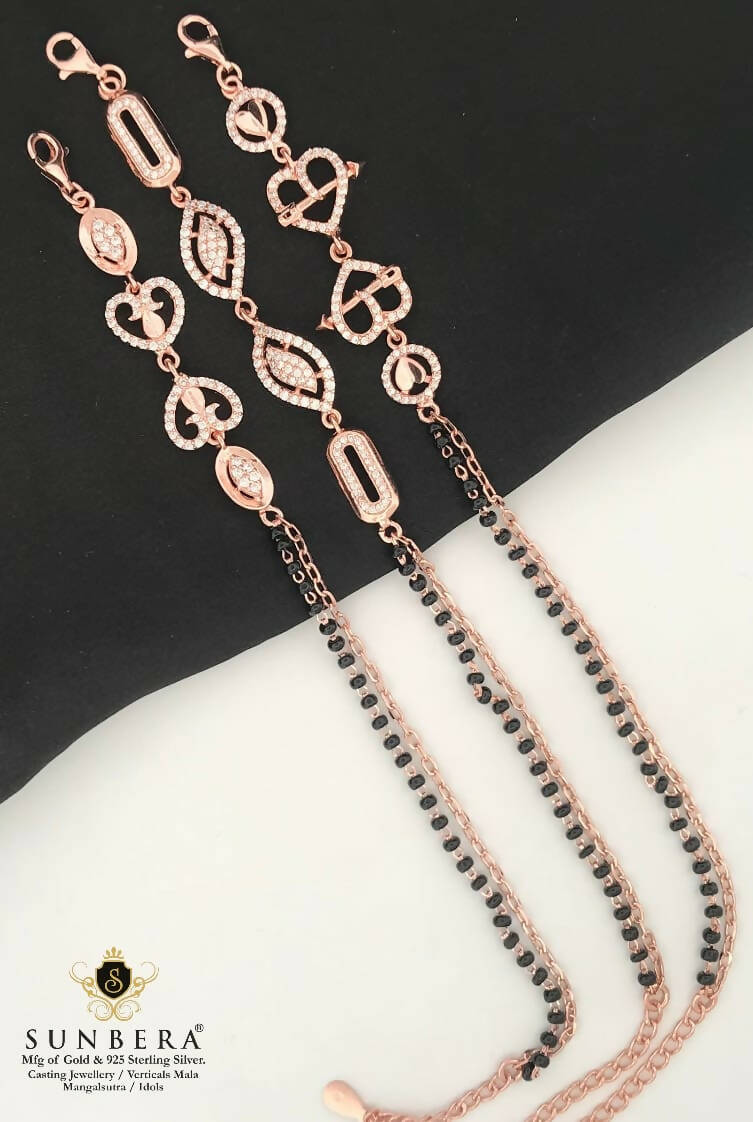 925 Silver Rose Gold Mangalsutra Bracelet Sarafa Bazar India