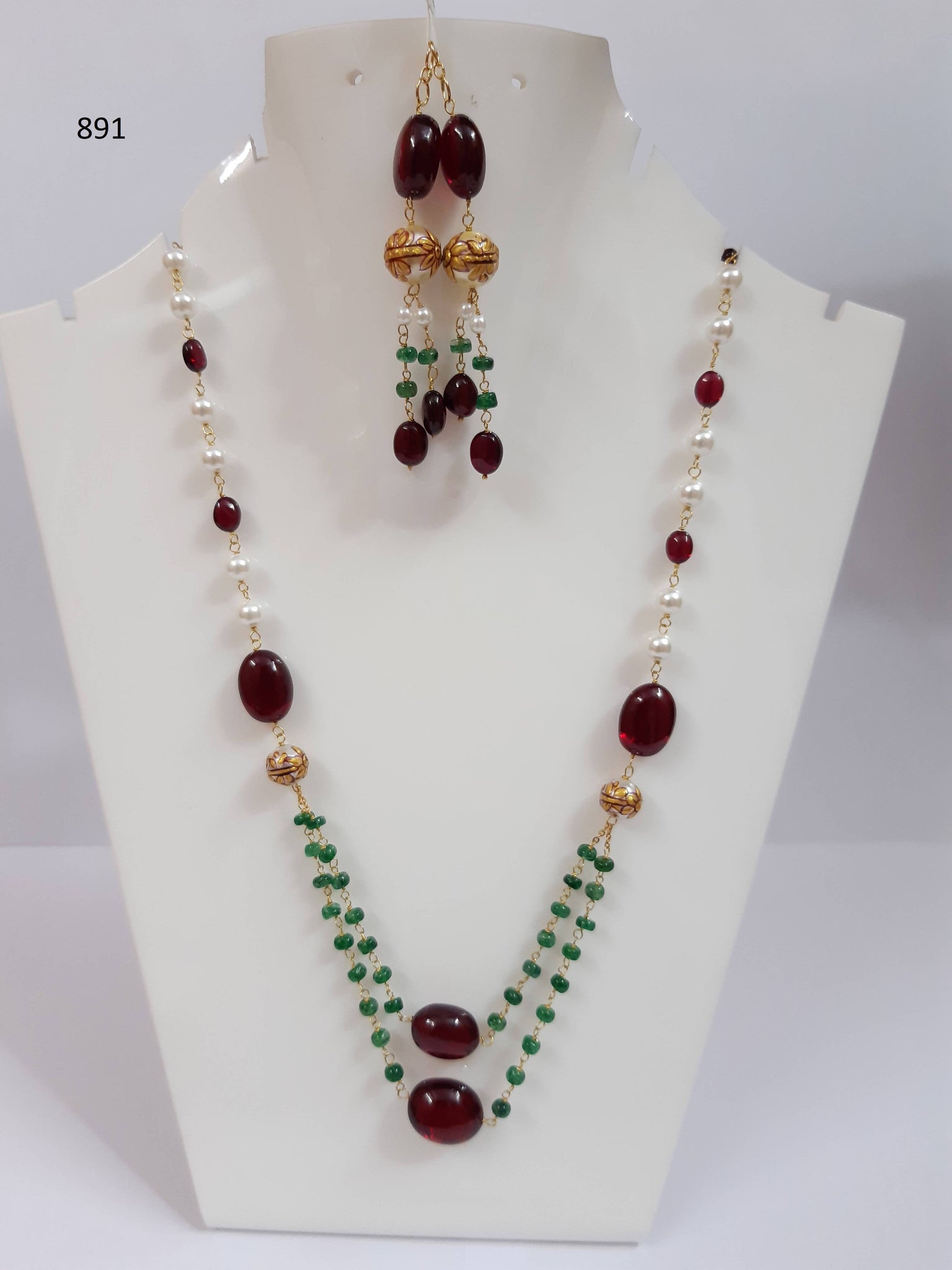 Beads moti mala with earrings Sarafa Bazar