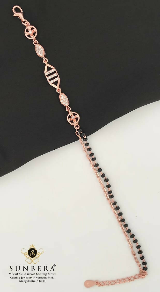 925 Silver Rose Gold Mangalsutra Bracelet Sarafa Bazar India