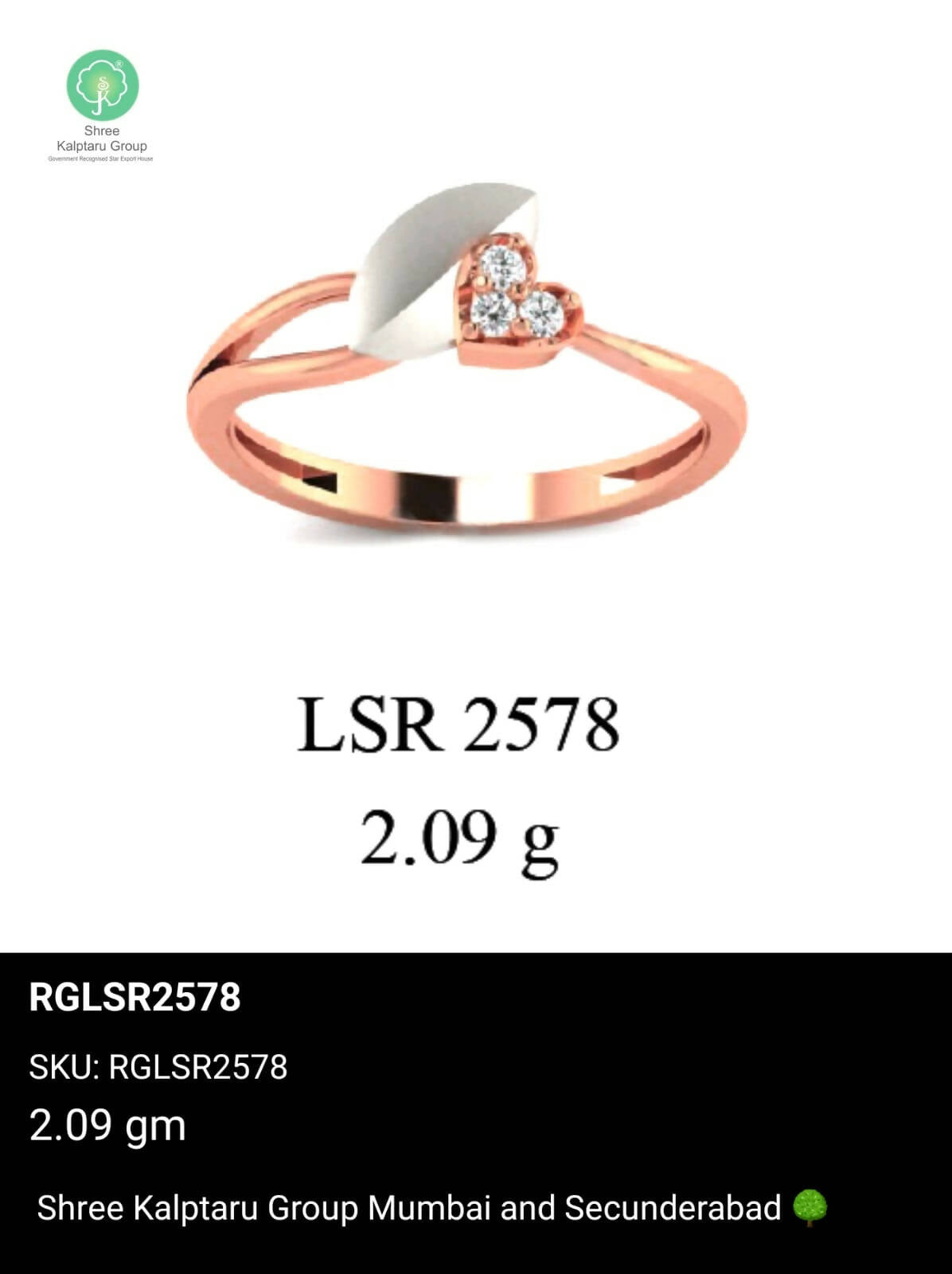 Light weight Rose Gold Ladies Rings Sarafa Bazar India