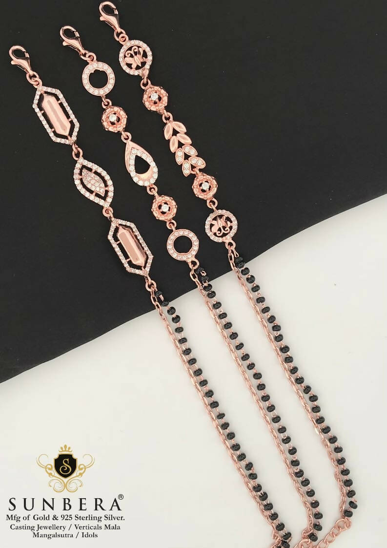 925 Silver Rose Gold Mangalsutra Bracelet Sarafa Bazar India