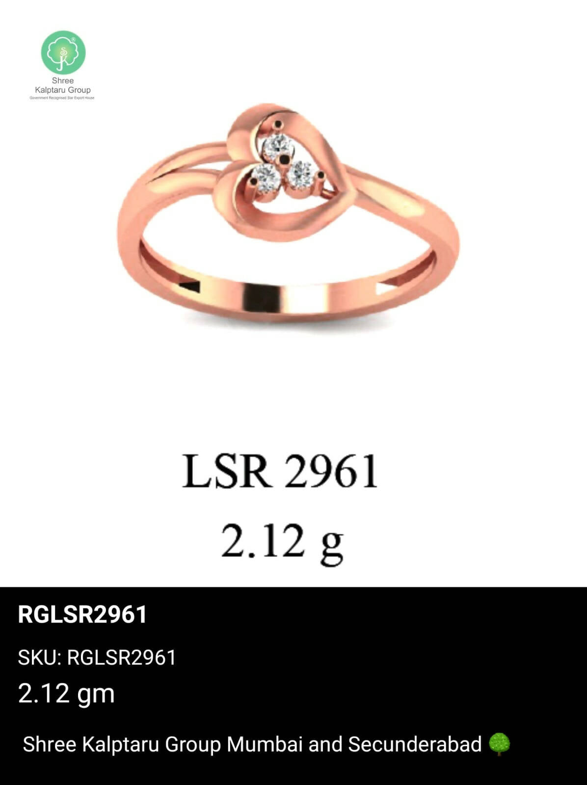 Light weight Rose Gold Ladies Rings Sarafa Bazar India