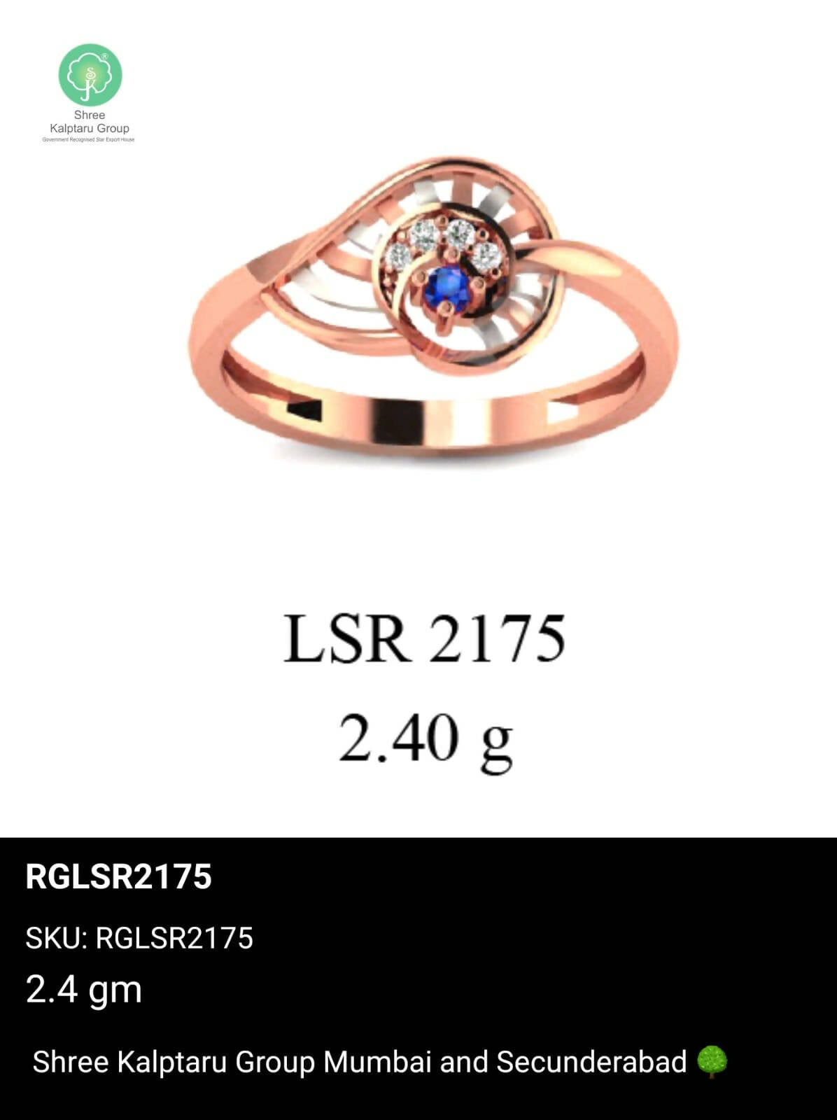 Light weight Rose Gold Ladies Rings Sarafa Bazar India