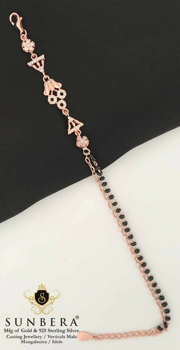 925 Silver Rose Gold Mangalsutra Bracelet Sarafa Bazar India