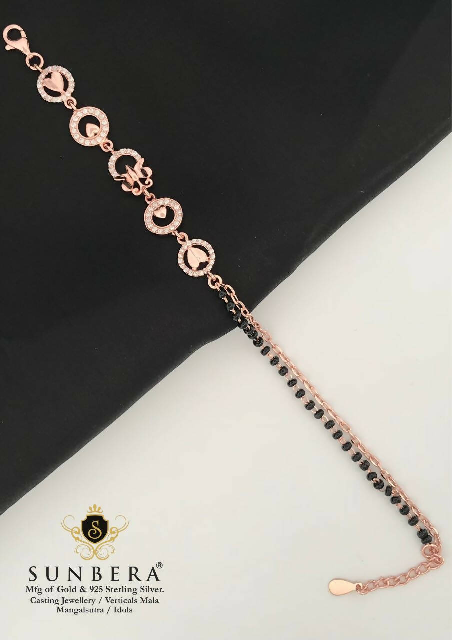 925 Silver Rose Gold Mangalsutra Bracelet Sarafa Bazar India