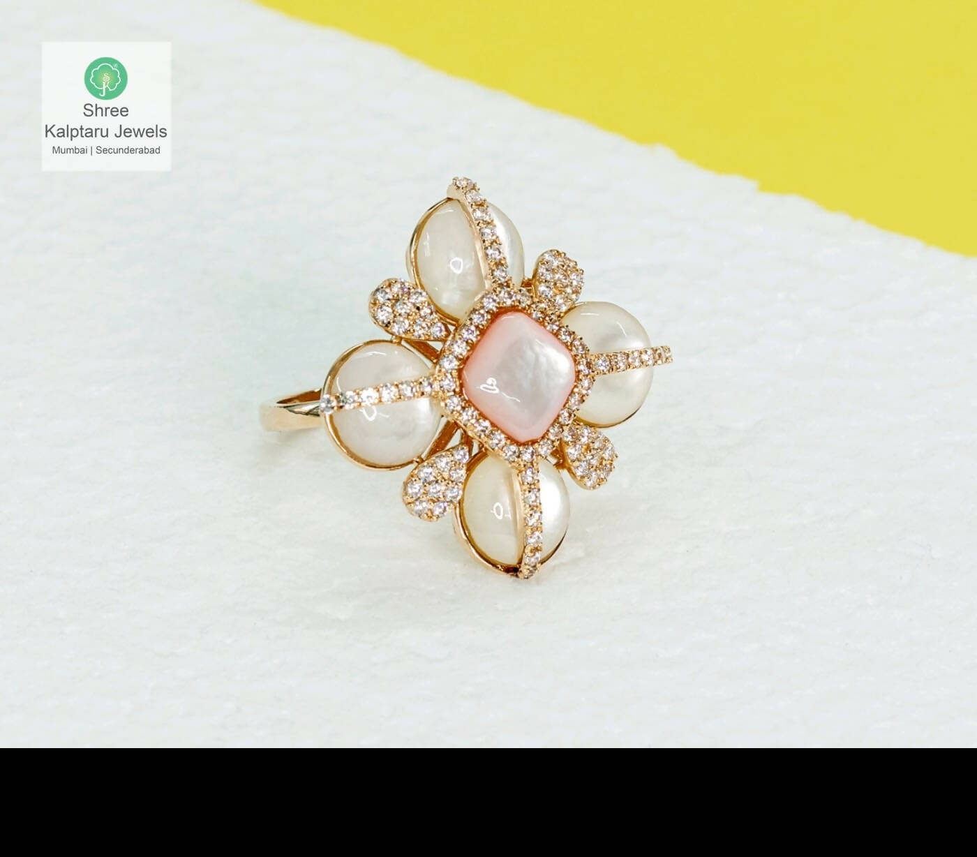 Mop Collection Rose Gold Ladies Ring Sarafa Bazar India