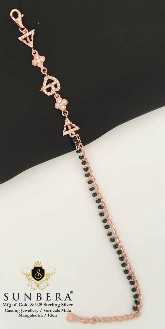 925 Silver Rose Gold Mangalsutra Bracelet Sarafa Bazar India