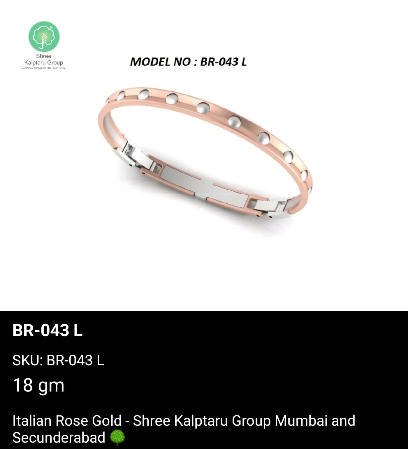 Italian Rose Gold Gents Bracelet Sarafa Bazar India