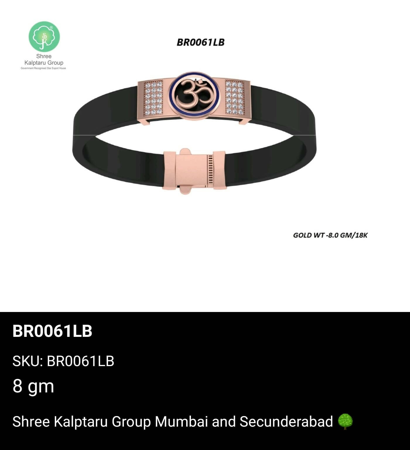 Rose Gold Gents Bracelet Sarafa Bazar India