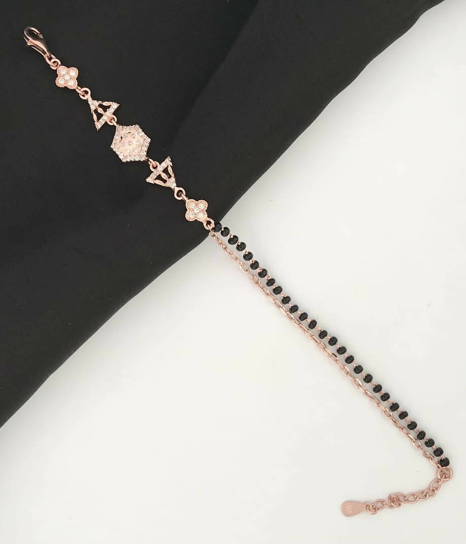 925 Silver Rose Gold Mangalsutra Bracelet Sarafa Bazar India