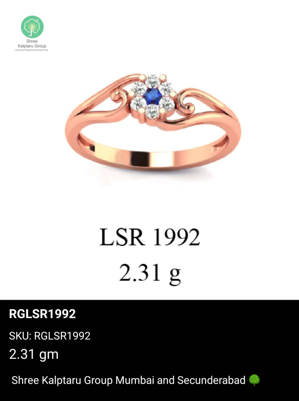 Light weight Rose Gold Ladies Rings Sarafa Bazar India