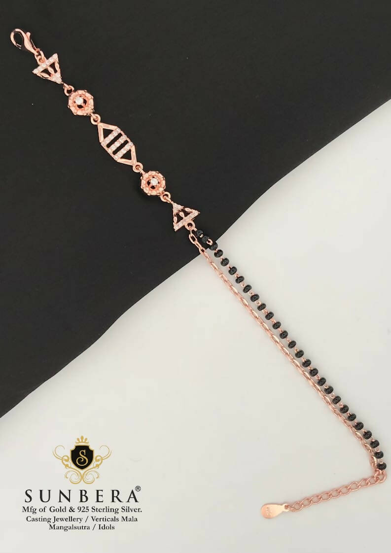 925 Silver Rose Gold Mangalsutra Bracelet Sarafa Bazar India