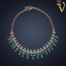 Diamond Necklace Set-NKV09355 Sarafa Bazar India