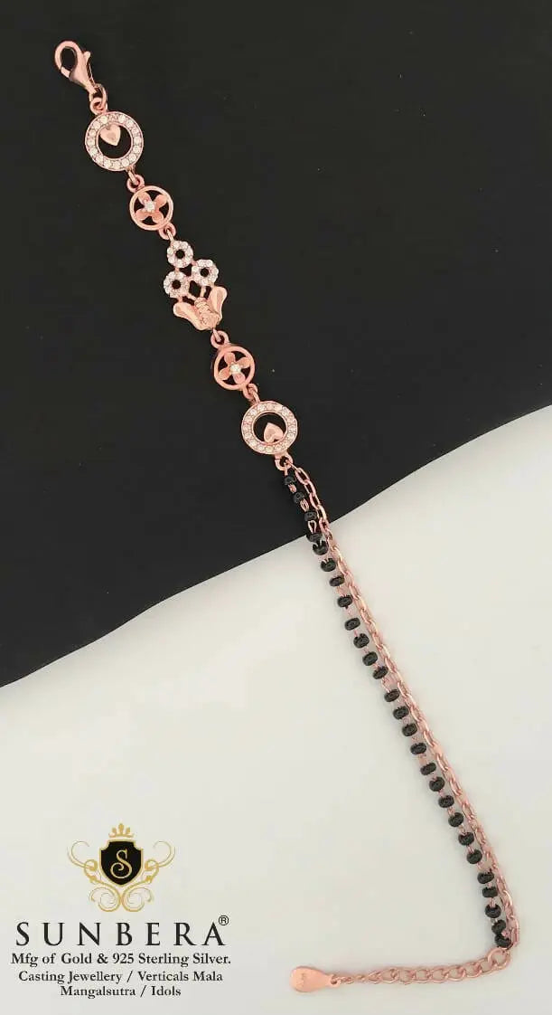 925 Silver Rose Gold Mangalsutra Barcelet Sarafa Bazar India