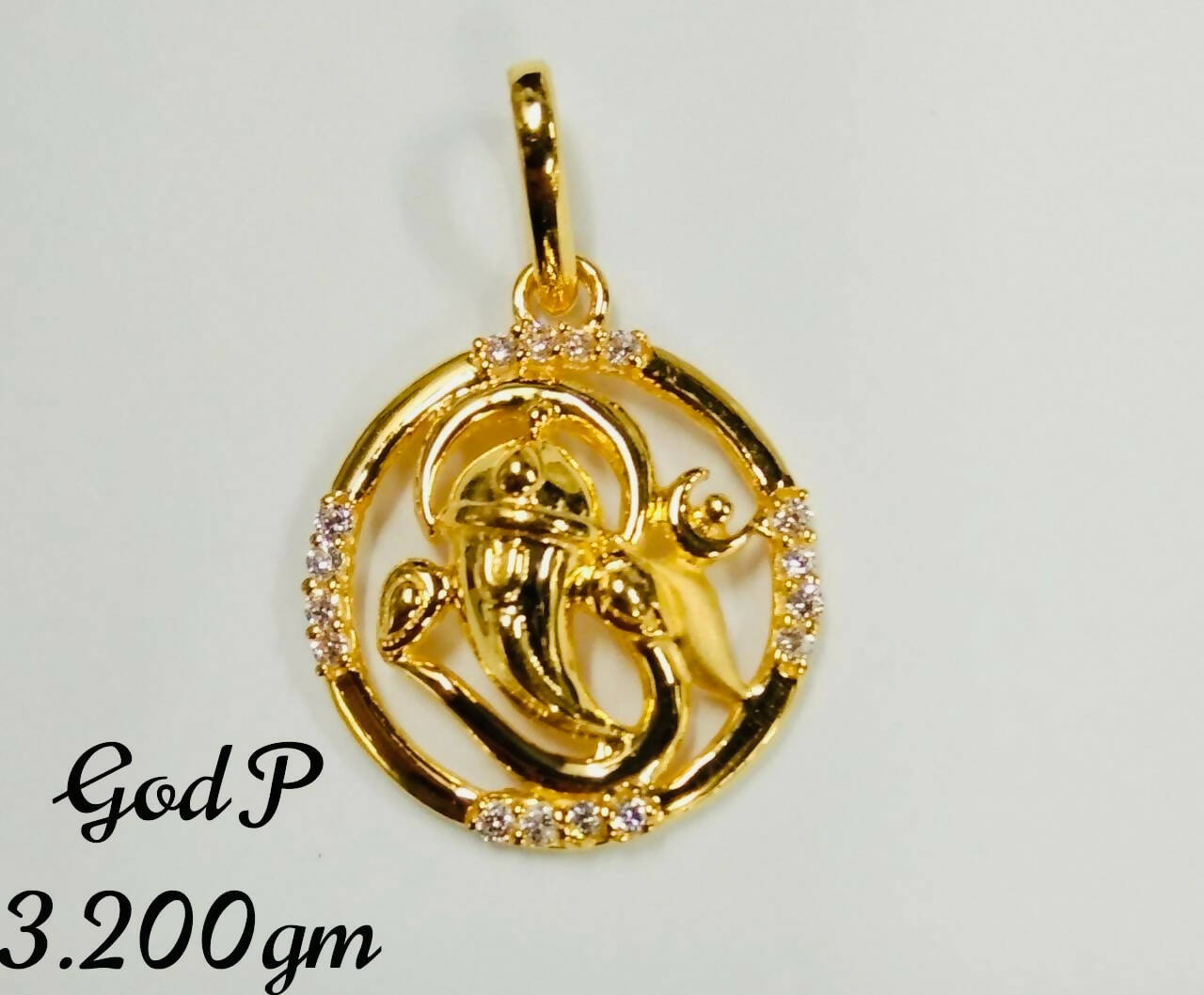 Ganesh Ji CZ God Pendant Sarafa Bazar India