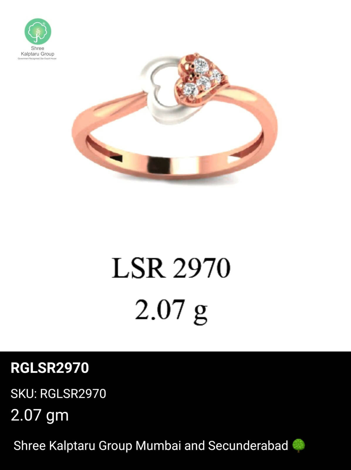 Light weight Rose Gold Ladies Rings Sarafa Bazar India