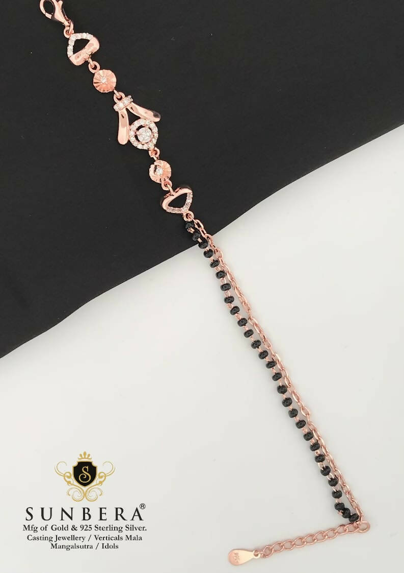 925 Silver Rose Gold Mangalsutra Bracelet Sarafa Bazar India