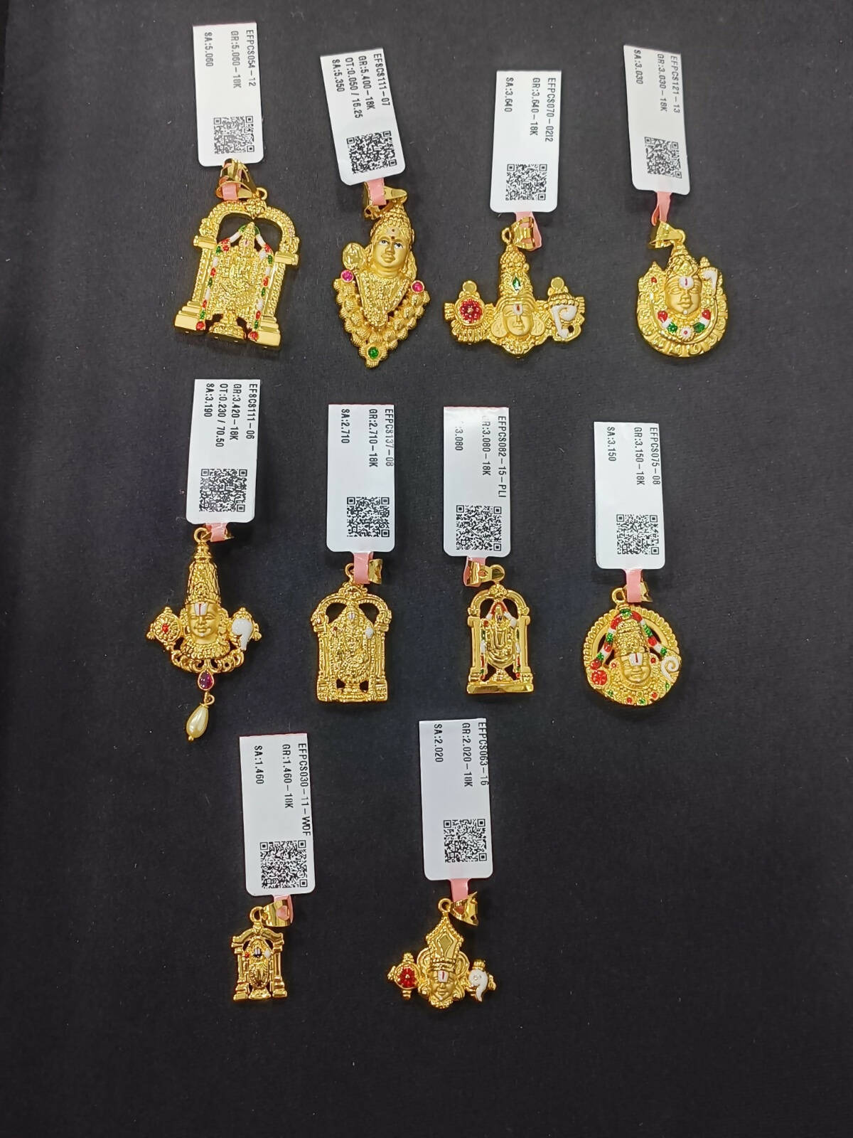 18kt Emerald Casting God Pendants Sarafa Bazar India