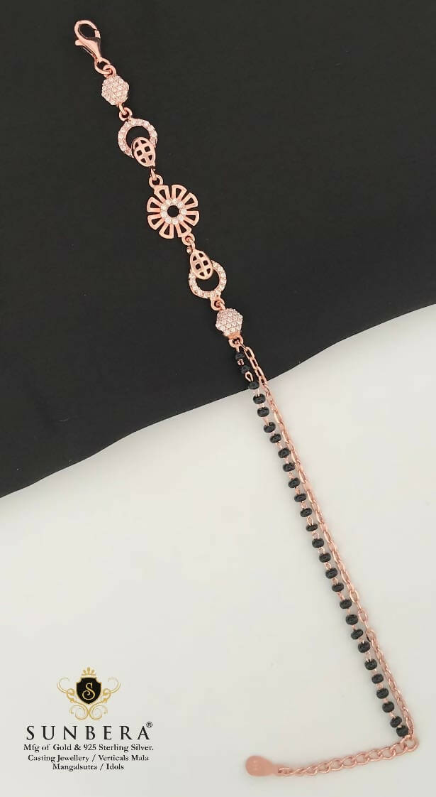 925 Silver Rose Gold Mangalsutra Bracelet Sarafa Bazar India