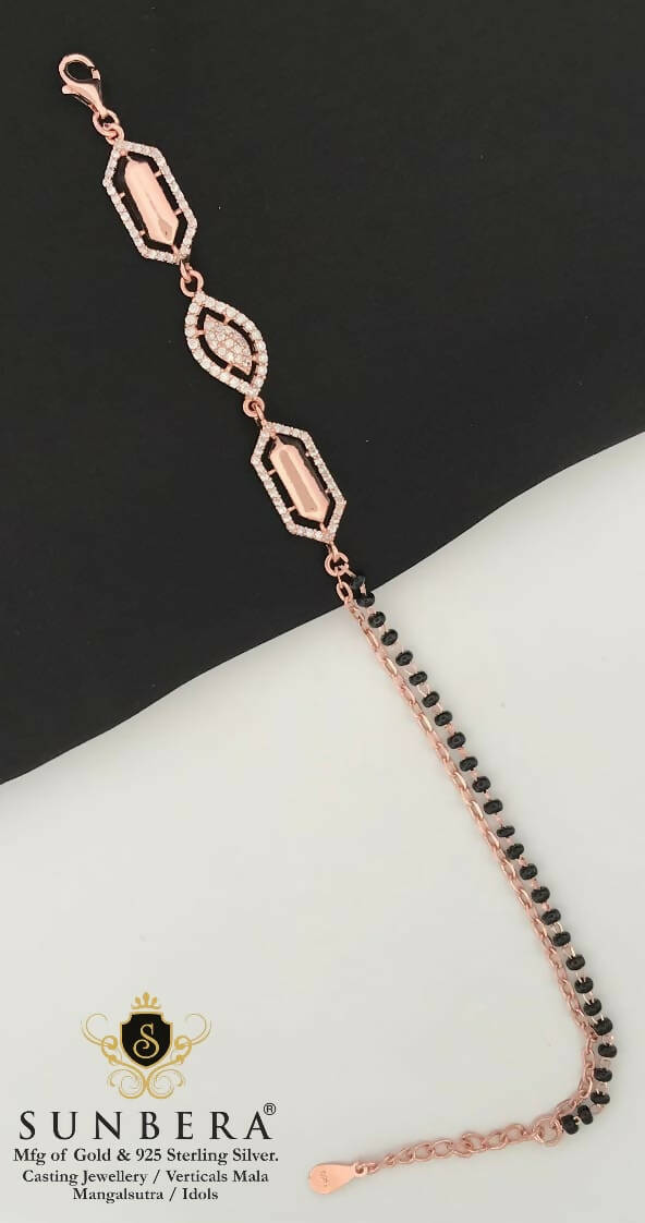 925 Silver Rose Gold Mangalsutra Bracelet Sarafa Bazar India