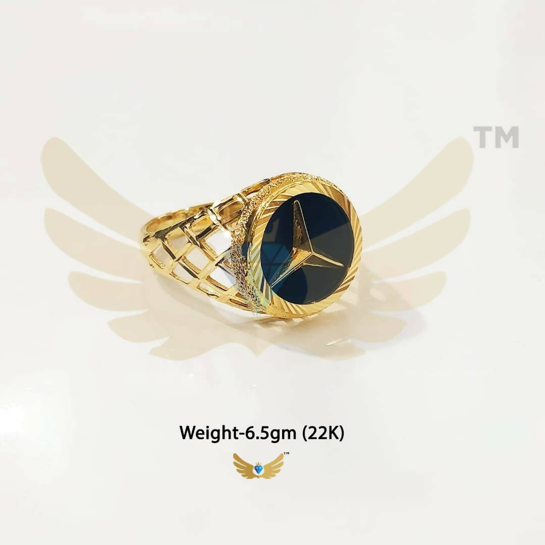 Vintage Mens 18k Gold Plate Mercedes Benz Emblem Nugget Ring size 8