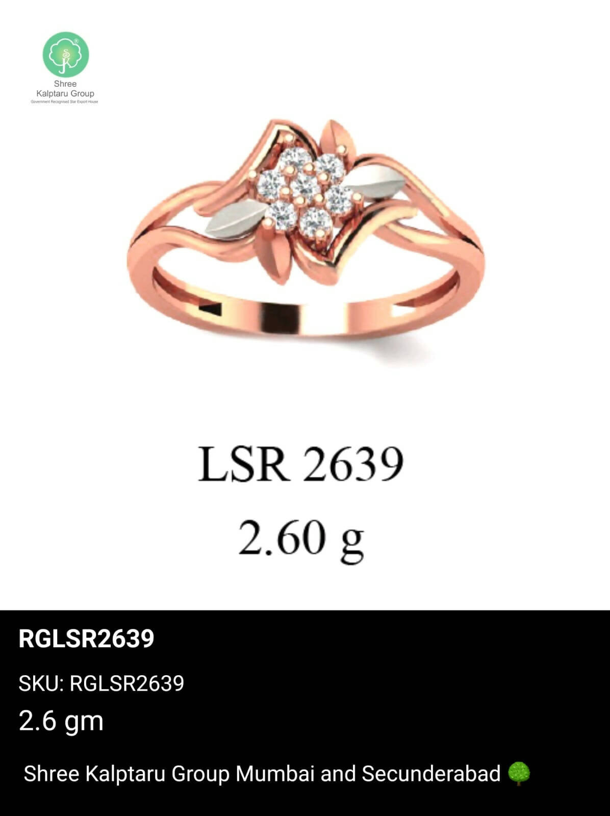 Light weight Rose Gold Ladies Rings Sarafa Bazar India