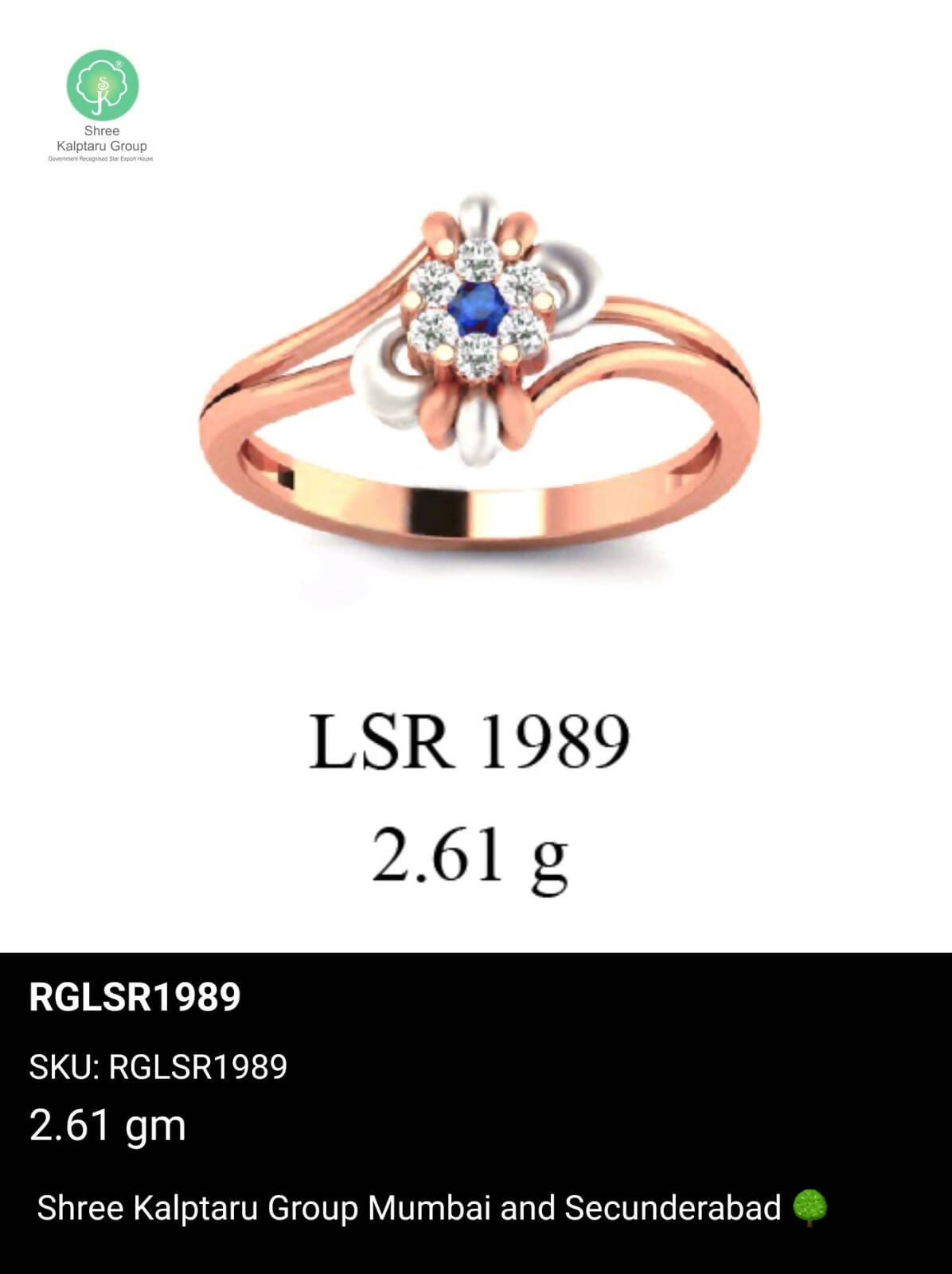 Light weight Rose Gold Ladies Rings Sarafa Bazar India