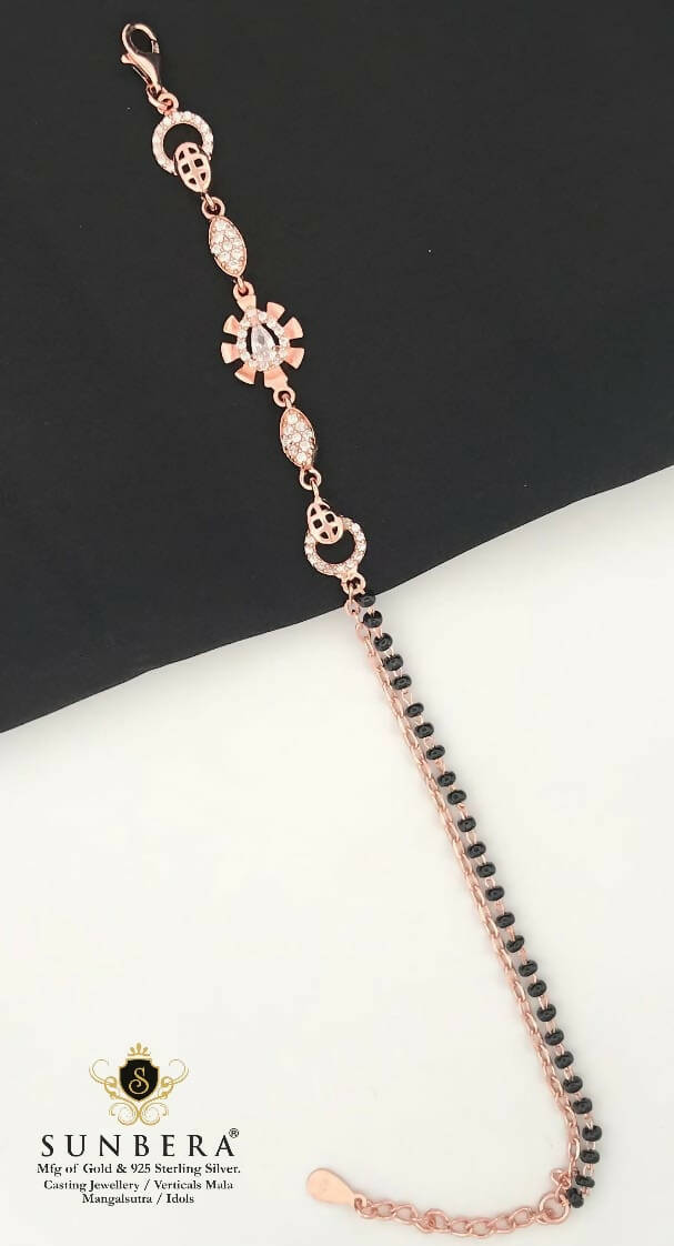 925 Silver Rose Gold Mangalsutra Bracelet Sarafa Bazar India