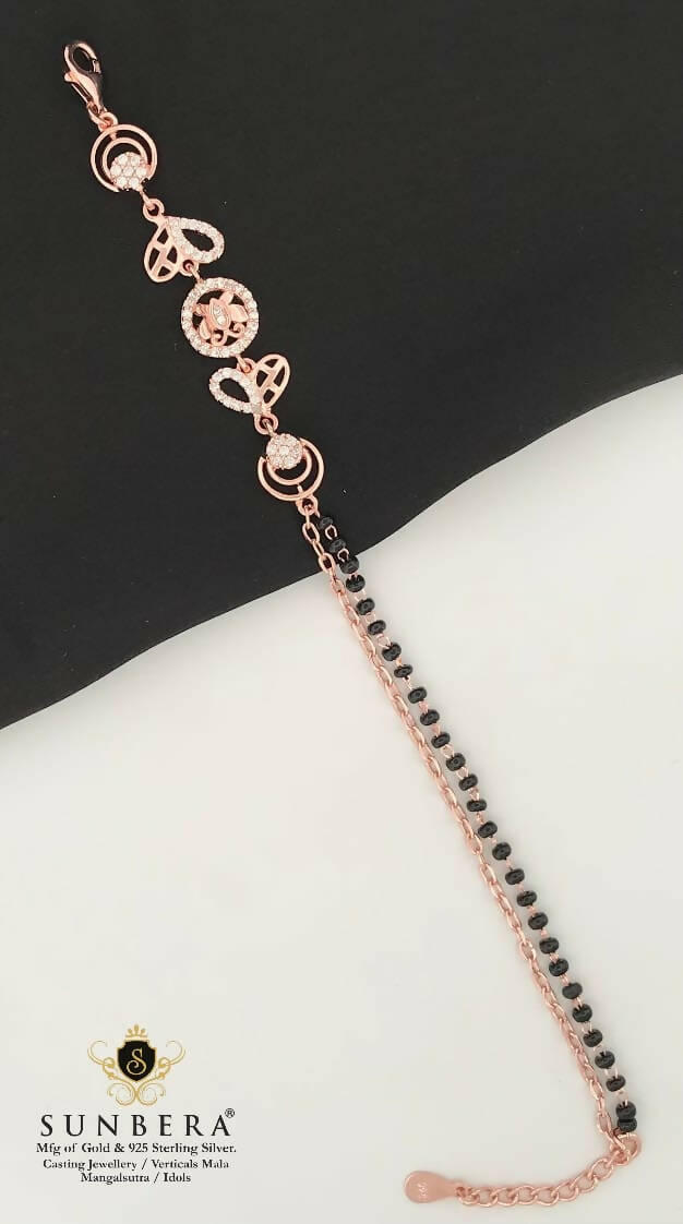 925 Silver Rose Gold Mangalsutra Bracelet Sarafa Bazar India