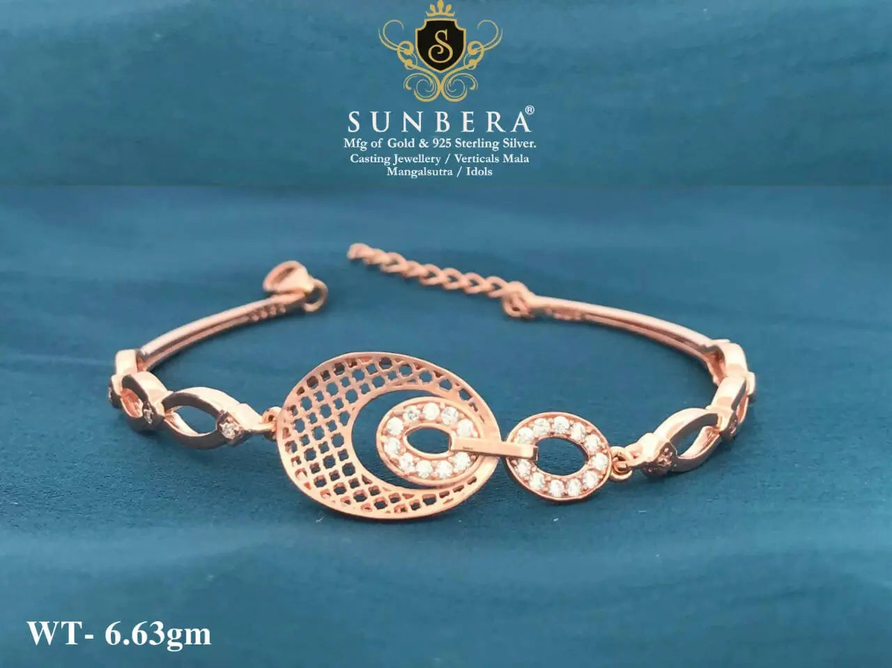 925 Silver Rose Gold Ladies Barcelet Sarafa Bazar India