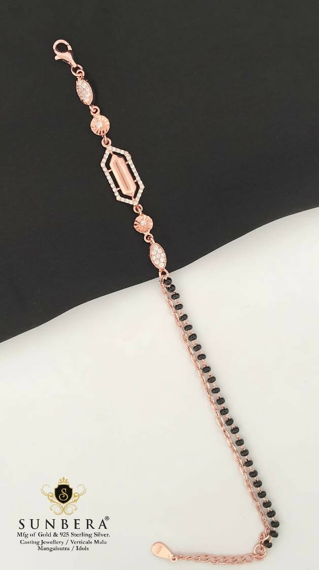 925 Silver Rose Gold Mangalsutra Bracelet Sarafa Bazar India