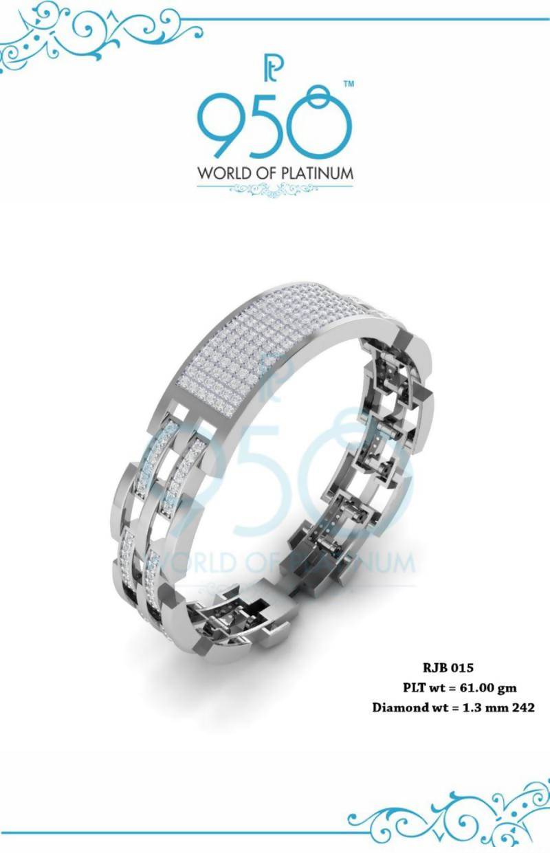 Platinum Diamond Studded Gents Bracelet Sarafa Bazar