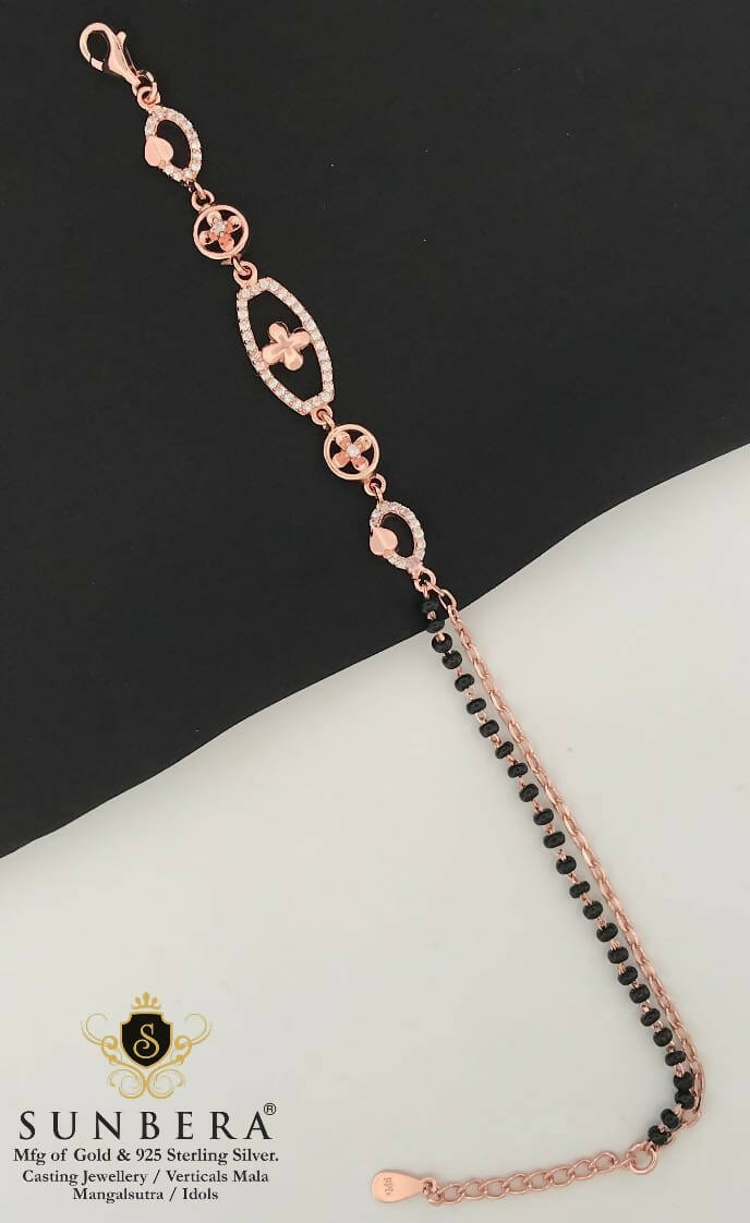 925 Silver Rose Gold Mangalsutra Barcelet Sarafa Bazar India