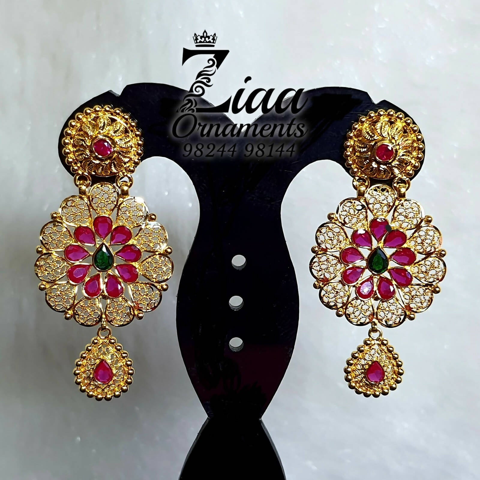 Light Weight Gold Stone Earrings Sarafa Bazar India