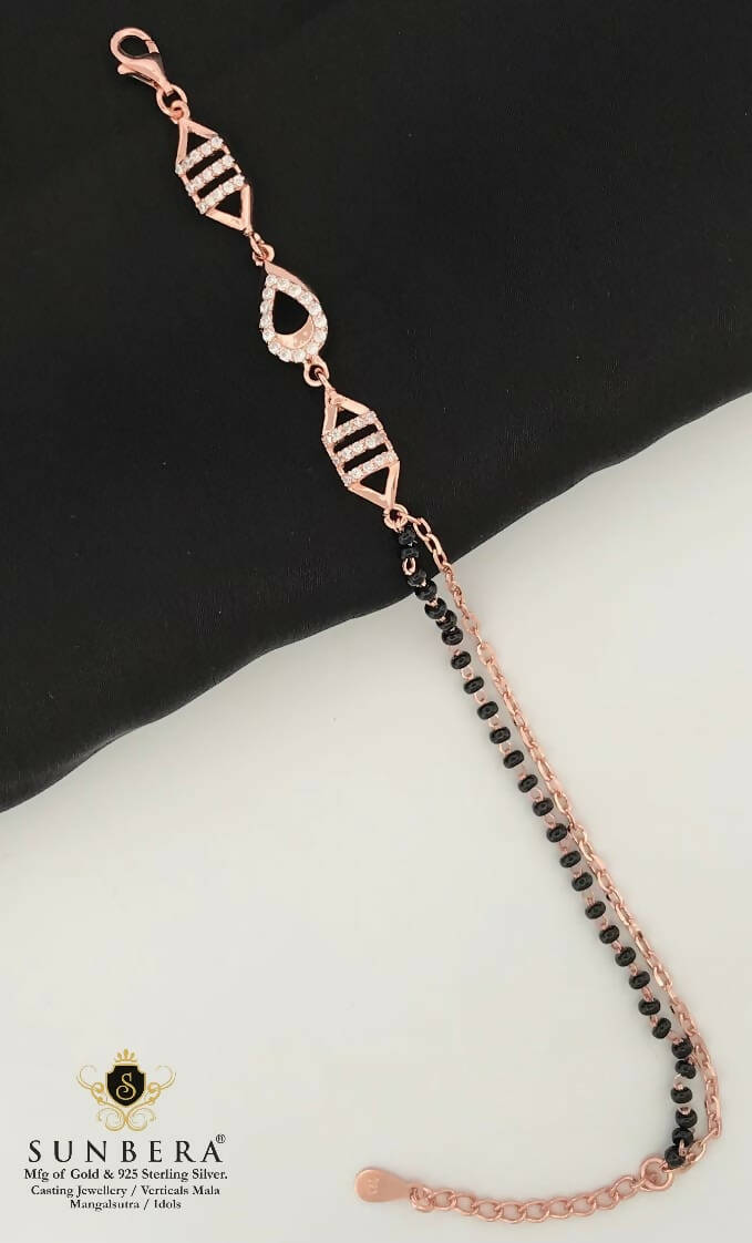 925 Silver Rose Gold Mangalsutra Bracelet Sarafa Bazar India