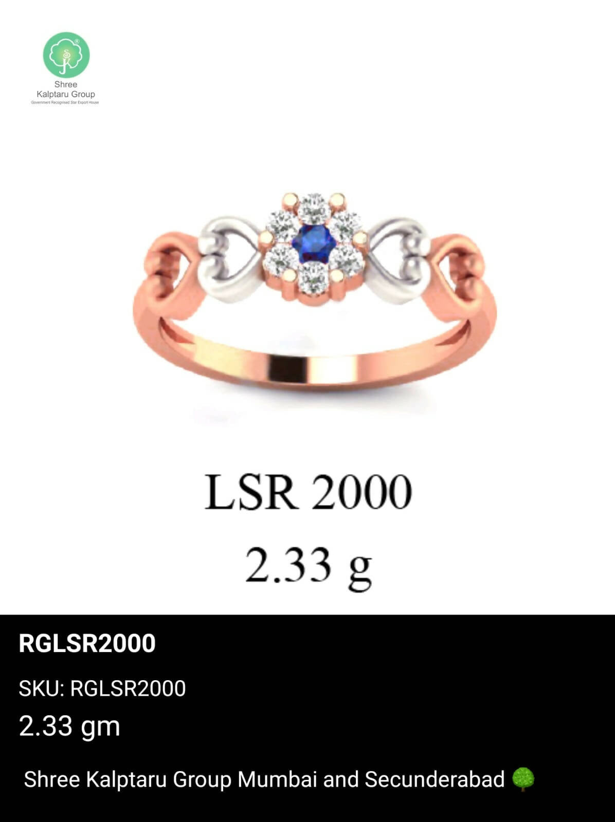 Light weight Rose Gold Ladies Rings Sarafa Bazar India